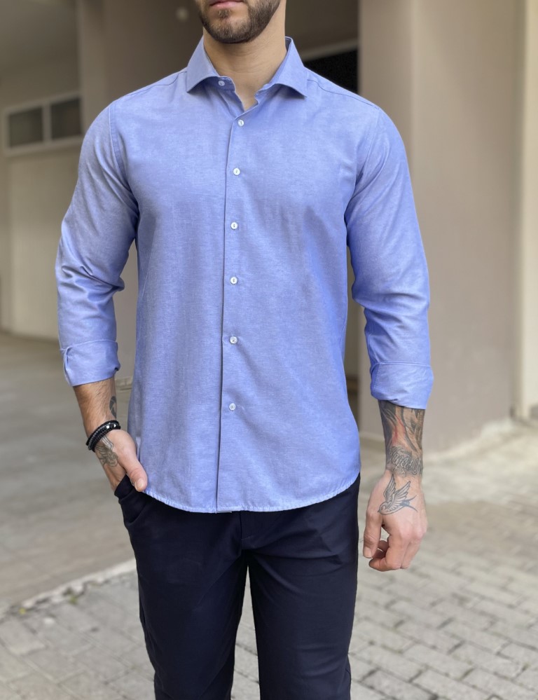Golf Club Ανδρικό σιελ πουκάμισο Oxford Modern Fit 243015M